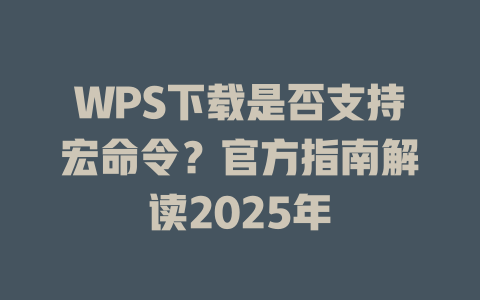 WPS下载是否支持宏命令?官方指南解读2025年 WPS下载是否支持宏命令?官方指南解读2025年 二