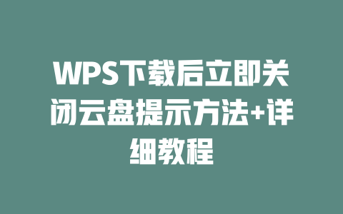 WPS下载后立即关闭云盘提示方法+详细教程 二