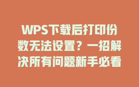 WPS下载后打印份数无法设置?一招解决所有问题新手必看 WPS下载后打印份数无法设置?一招解决所有问题新手必看 二