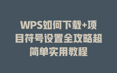 WPS如何下载+项目符号设置全攻略超简单实用教程 二