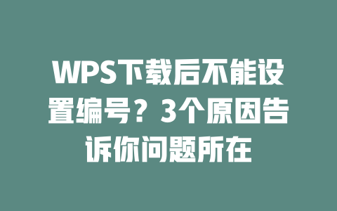 WPS下载后不能设置编号？3个原因告诉你问题所在 二