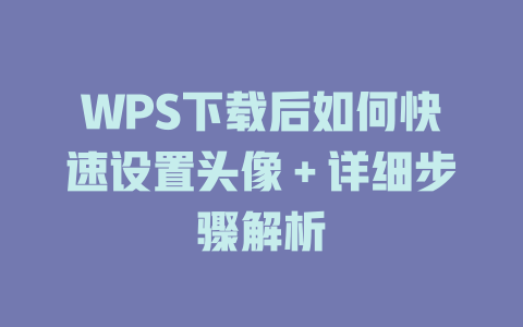 WPS下载后如何快速设置头像+详细步骤解析 WPS下载后如何快速设置头像+详细步骤解析 二