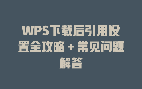 WPS下载后引用设置全攻略＋常见问题解答 二