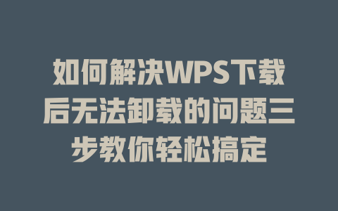如何解决WPS下载后无法卸载的问题三步教你轻松搞定 二