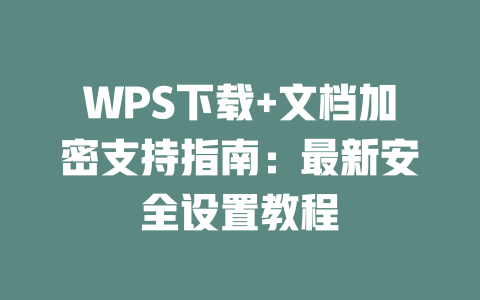 WPS下载+文档加密支持指南：最新安全设置教程 二