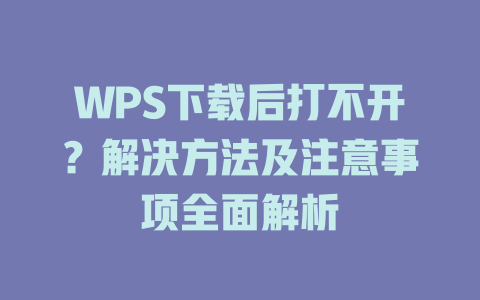 WPS下载后打不开？解决方法及注意事项全面解析 二