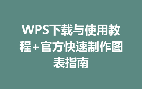 WPS下载与使用教程+官方快速制作图表指南 WPS下载与使用教程+官方快速制作图表指南 二