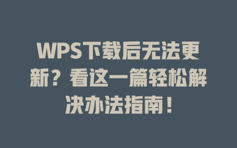 WPS下载后无法更新？看这一篇轻松解决办法指南！ 二